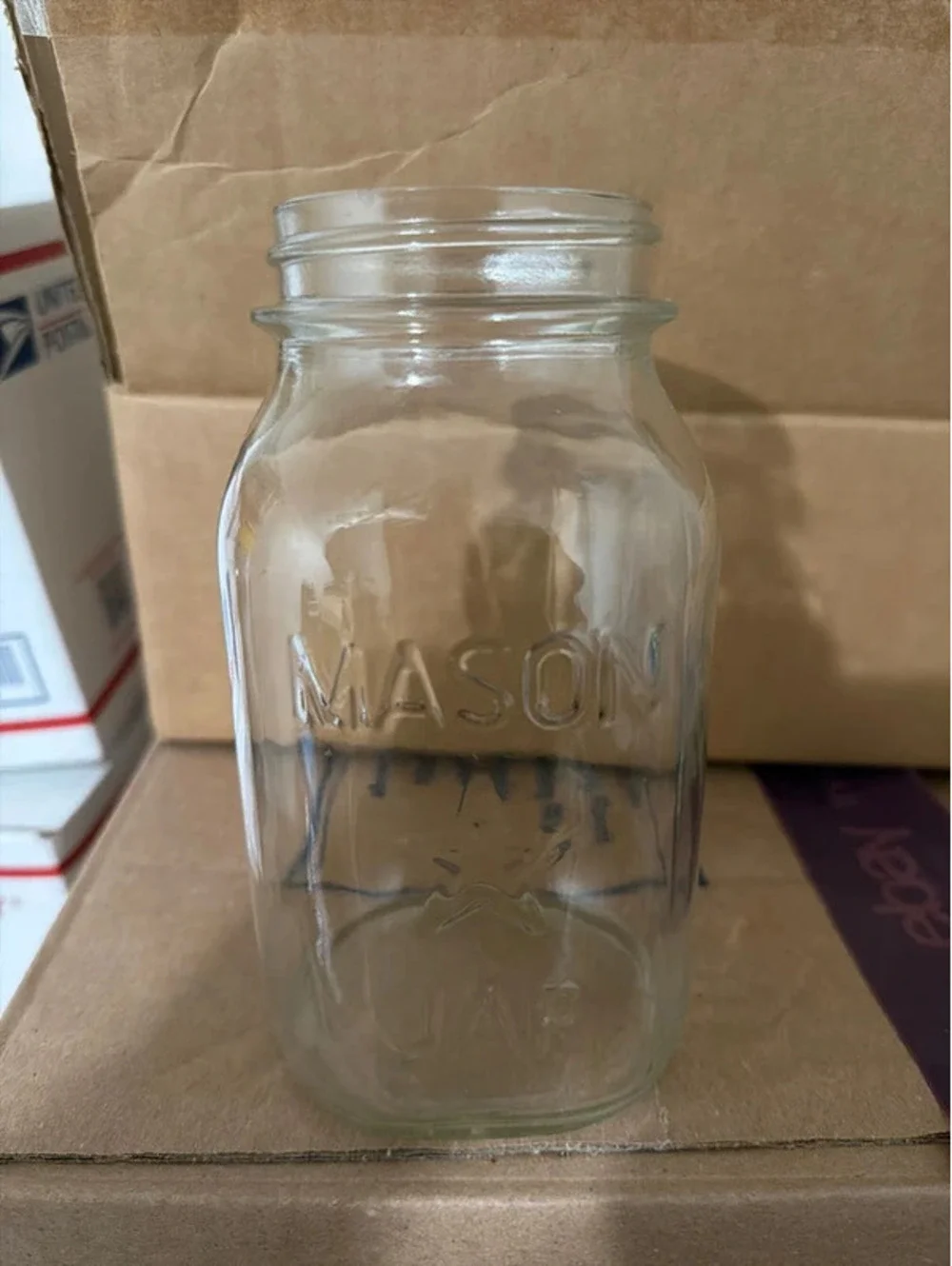 Vintage mason jar with a star court jar